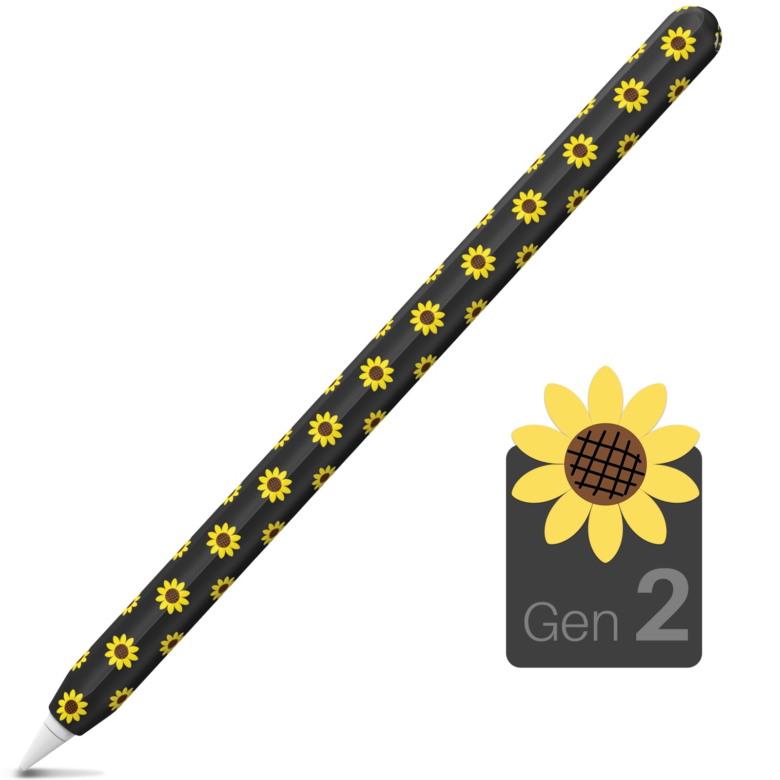 Sunflower Pattern Silicone Sleeve for Apple Pencil Pro 2nd Generation