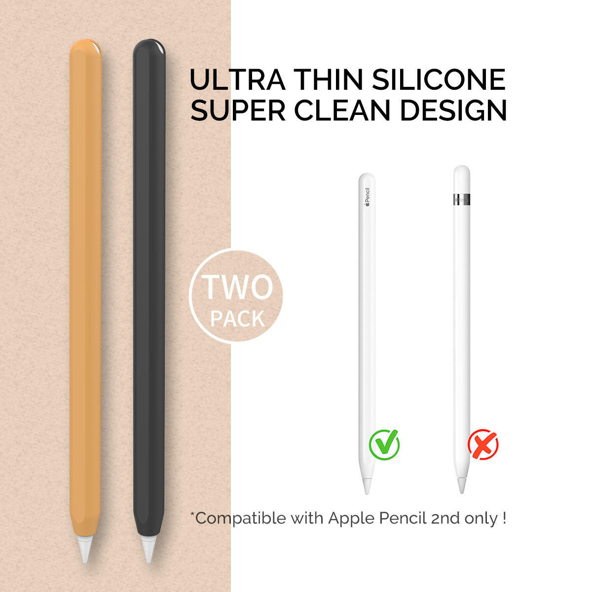 Ultra-Thin Silicone Case for Apple Pencil Pro 2nd Generation (2-Pack)