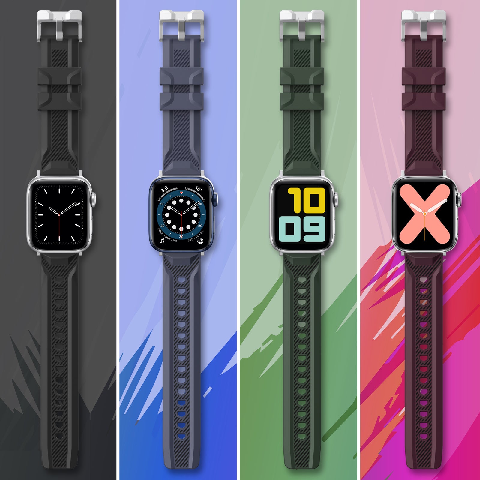 Rugged Silicone Sport Band for Apple Watch – Breathable, Textured Replacement Strap