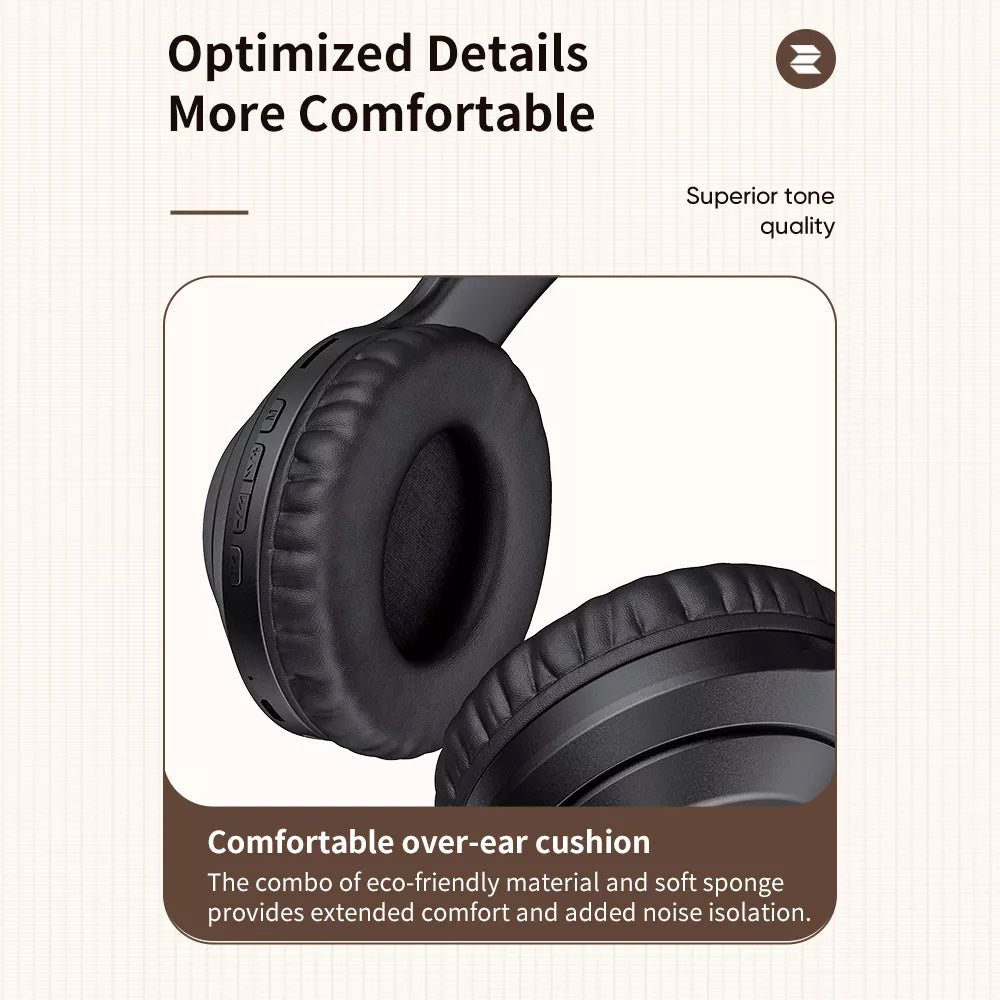ROCK Space O2 Wireless Over-Ear Headphones l Hi-Fi Sound and 15-Hour Battery