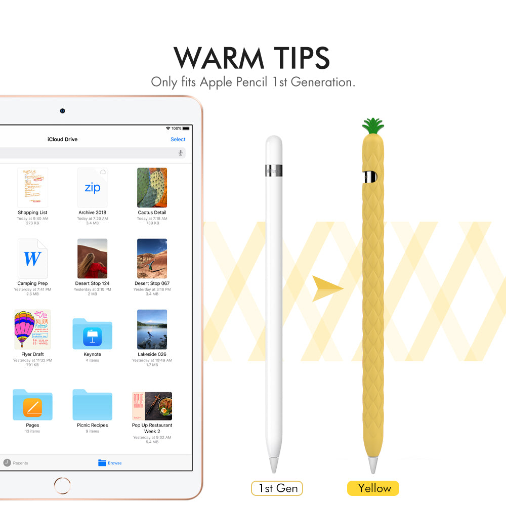 Cute Pineapple Silicone Sleeve for Apple Pencil 1st Generation