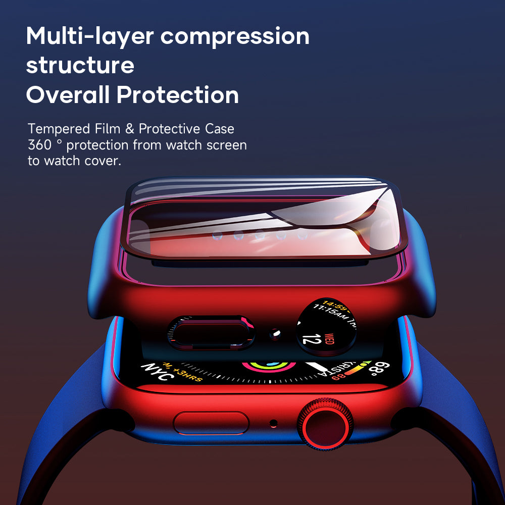 Protective Bumper Case + 9H Tempered Glass Screen Protector for Apple Watch