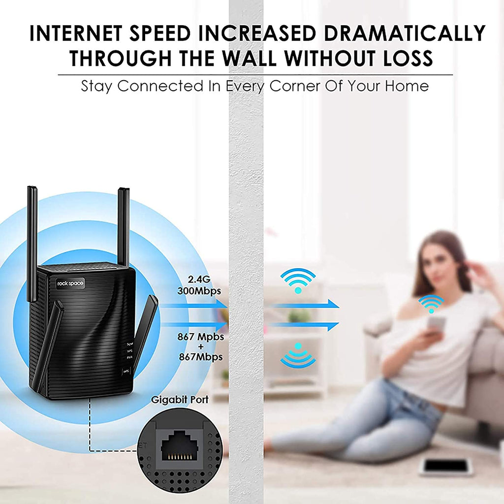 rock space AC2100 Dual-Band Wi-Fi Range Extender