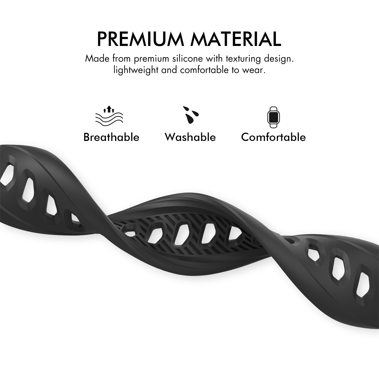 Rugged Silicone Sport Band for Apple Watch – Breathable, Textured Replacement Strap