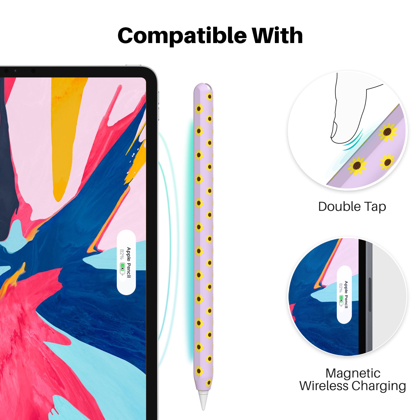 Sunflower Pattern Silicone Sleeve for Apple Pencil Pro 2nd Generation