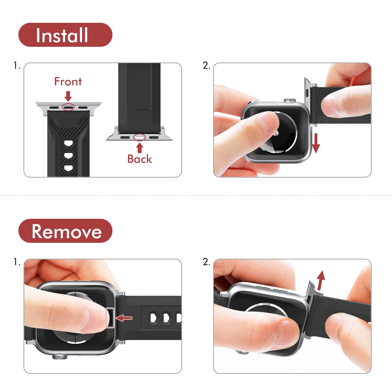 Rugged Silicone Sport Band for Apple Watch – Breathable, Textured Replacement Strap