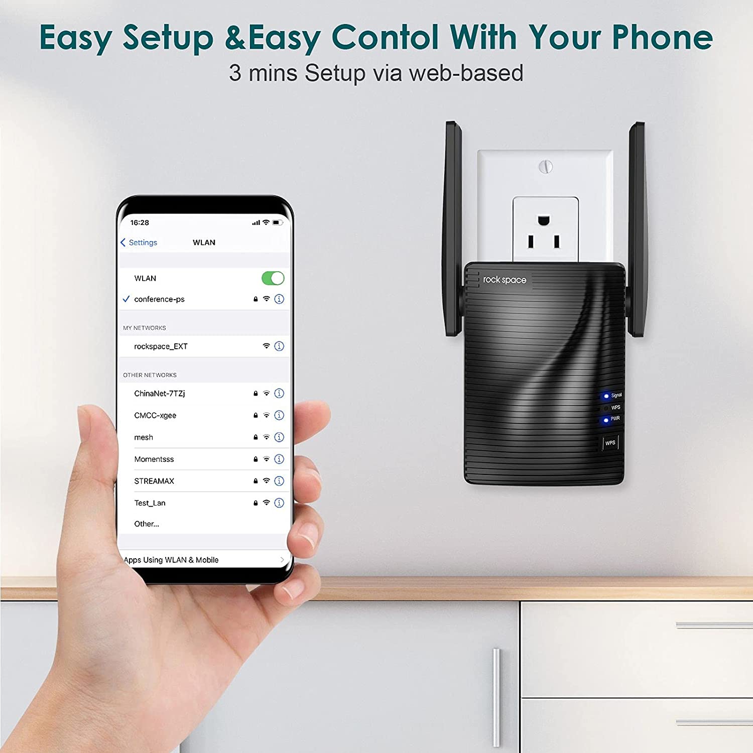 rock space AC1200 Dual-Band Wi-Fi Range Extender