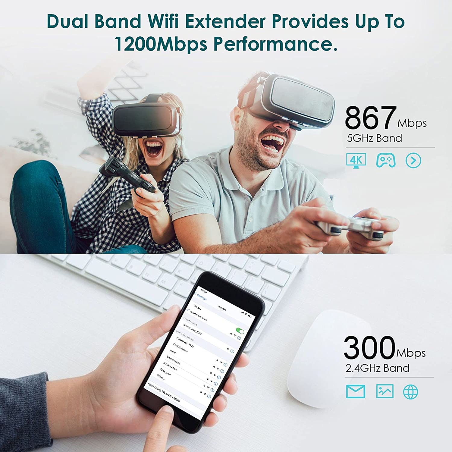 rock space AC1200 Dual-Band Wi-Fi Range Extender