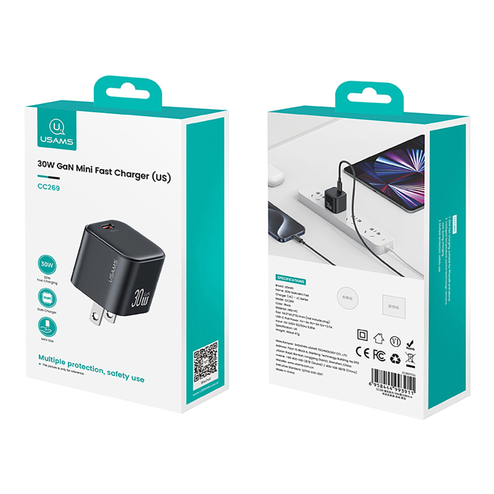USAMS CC269 30W GaN Mini Fast Charger Type-C Port Power Adapter