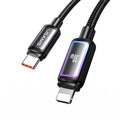 USAMS SJ816 U110 30W Type-C to Lightning Fast Charging Cable with Colorful RGB Ambient Light (1.2m)