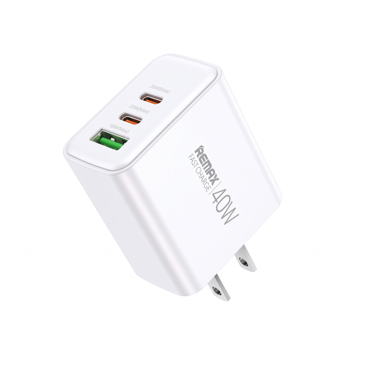 REMAX RP-U123 Kiddy Series 40W Triple Port (2x USB-C + 1x USB-A) Fast Wall Charger (US Plug)