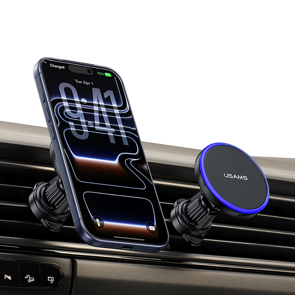 USAMS CD277 15W Magnetic Wireless Charging Car Air Vent Phone Holder