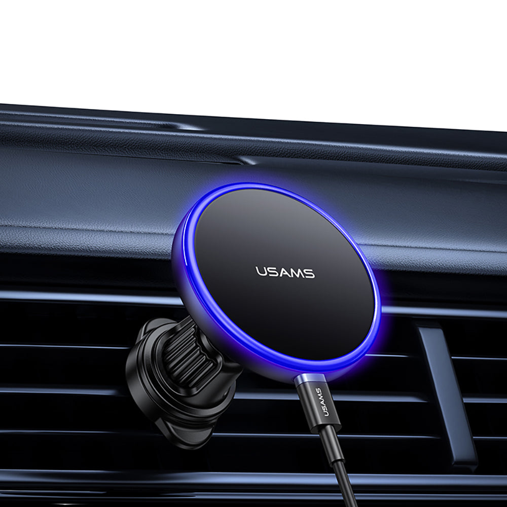 USAMS CD277 15W Magnetic Wireless Charging Car Air Vent Phone Holder