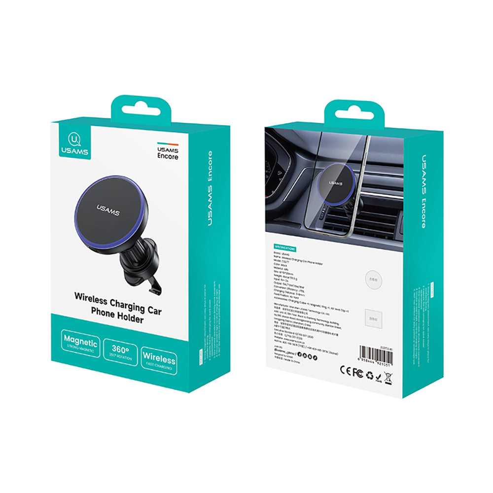 USAMS CD277 15W Magnetic Wireless Charging Car Air Vent Phone Holder