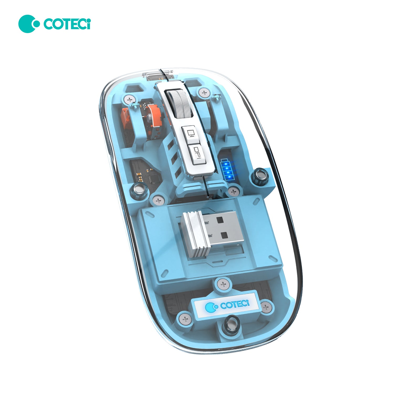 COTECi Magic Crystal Mouse II | Transparent Wireless Three-Mode Mouse