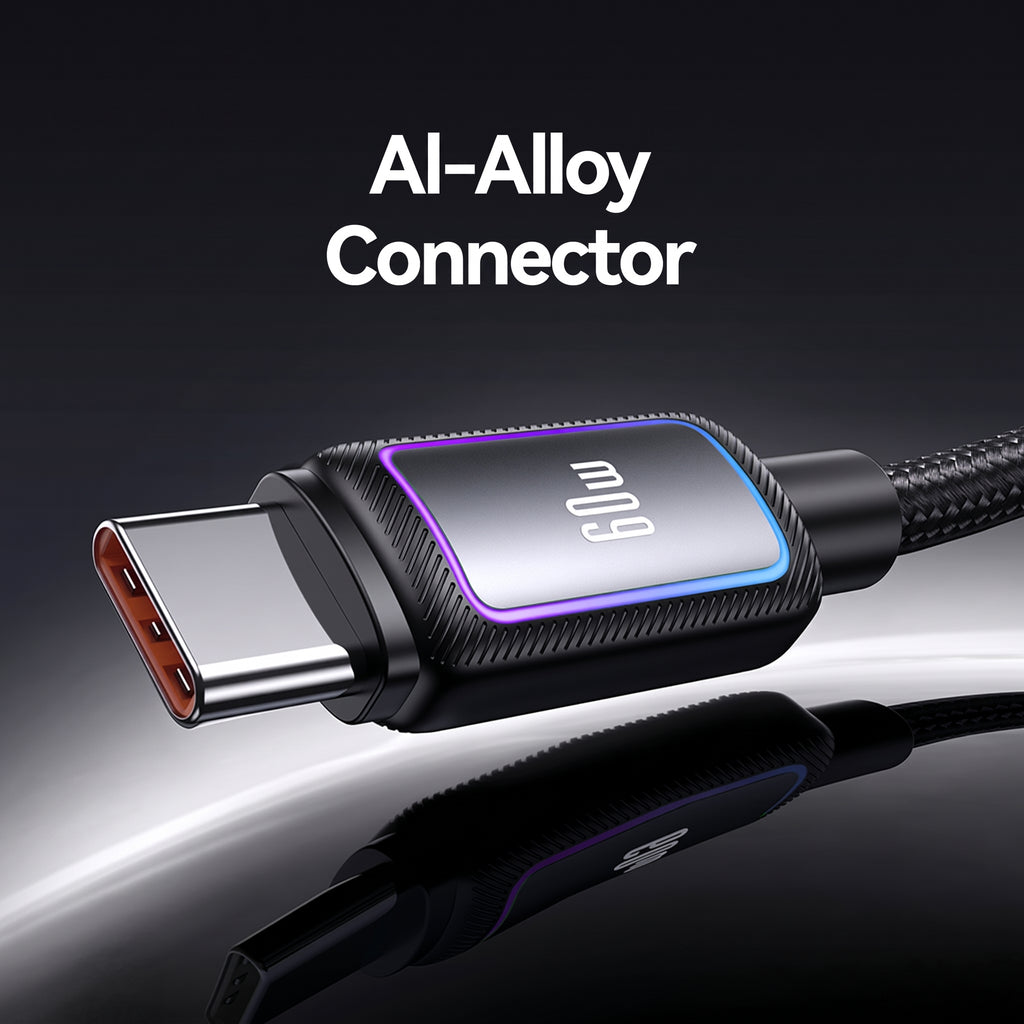 USAMS SJ815 U110 60W Type-C to Type-C Fast Charging Cable with Colorful RGB Ambient Light (1.2m)