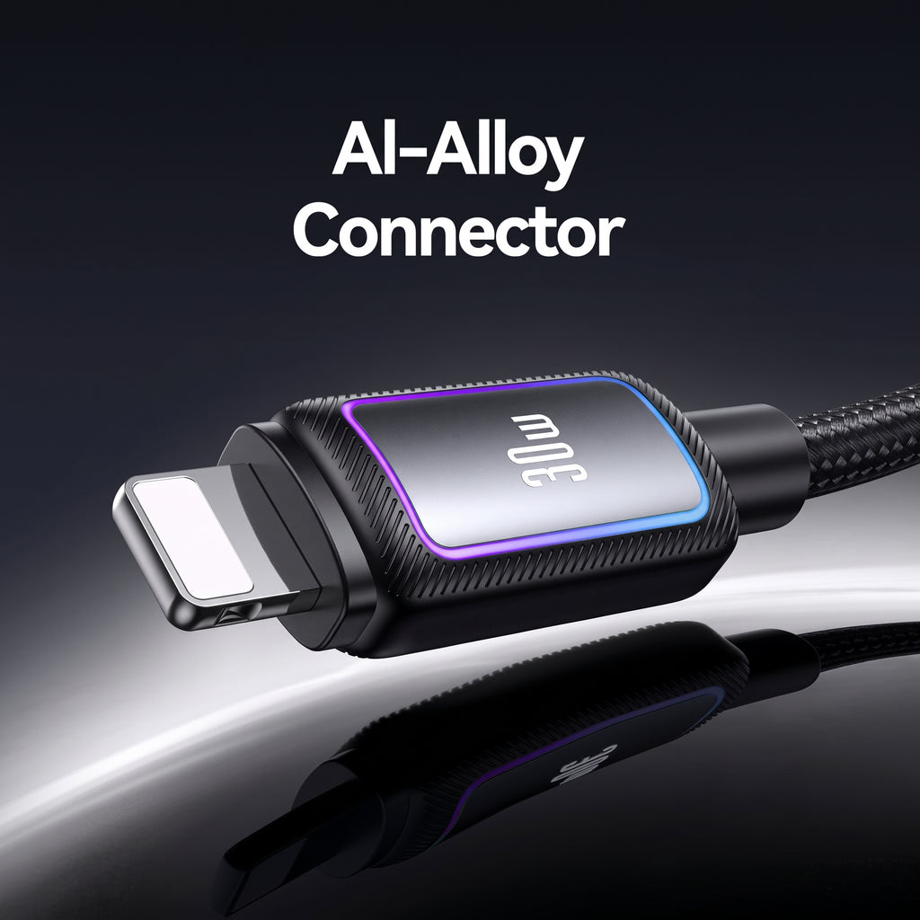 USAMS SJ816 U110 30W Type-C to Lightning Fast Charging Cable with Colorful RGB Ambient Light (1.2m)