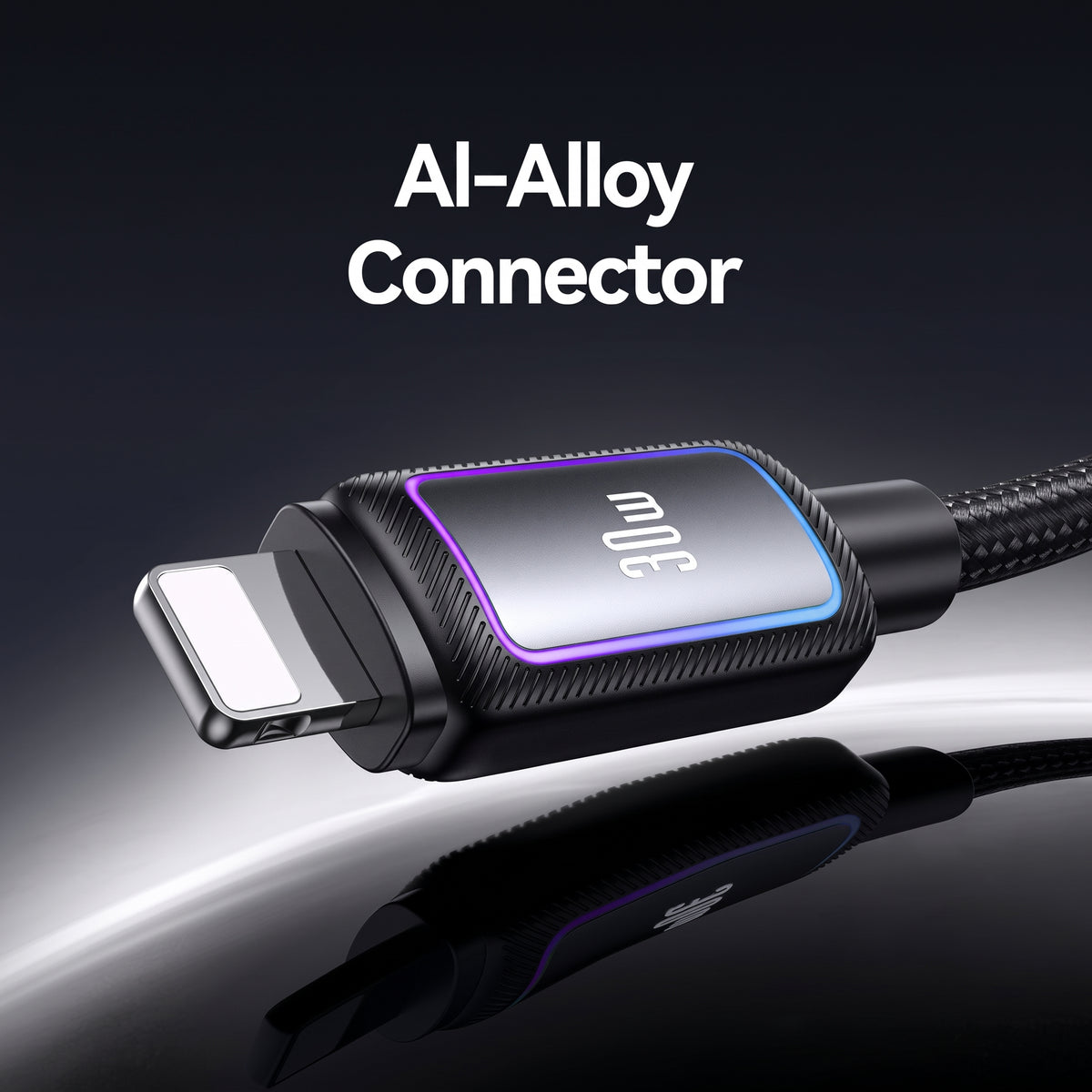USAMS SJ816 U110 30W Type-C to Lightning Fast Charging Cable with Colorful RGB Ambient Light (1.2m)