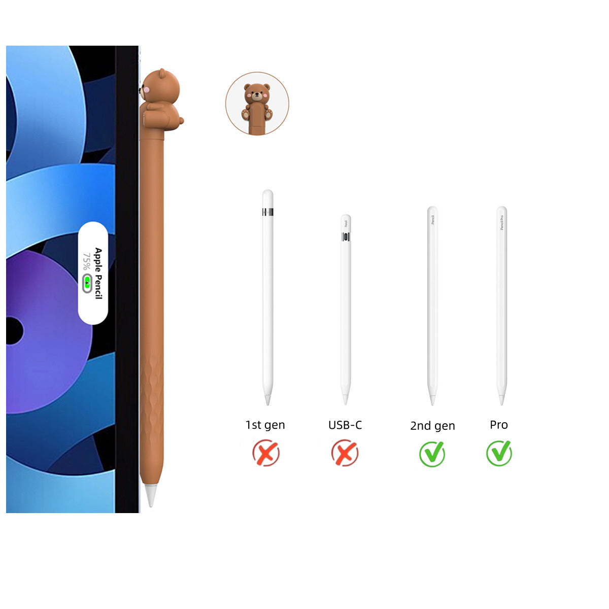 Cute Cartoon Kitten Silicone Case for Apple Pencil Pro 2nd Generation