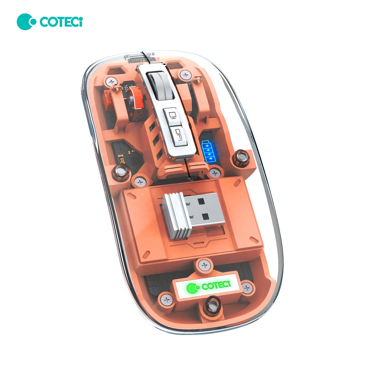COTECi Magic Crystal Mouse II | Transparent Wireless Three-Mode Mouse