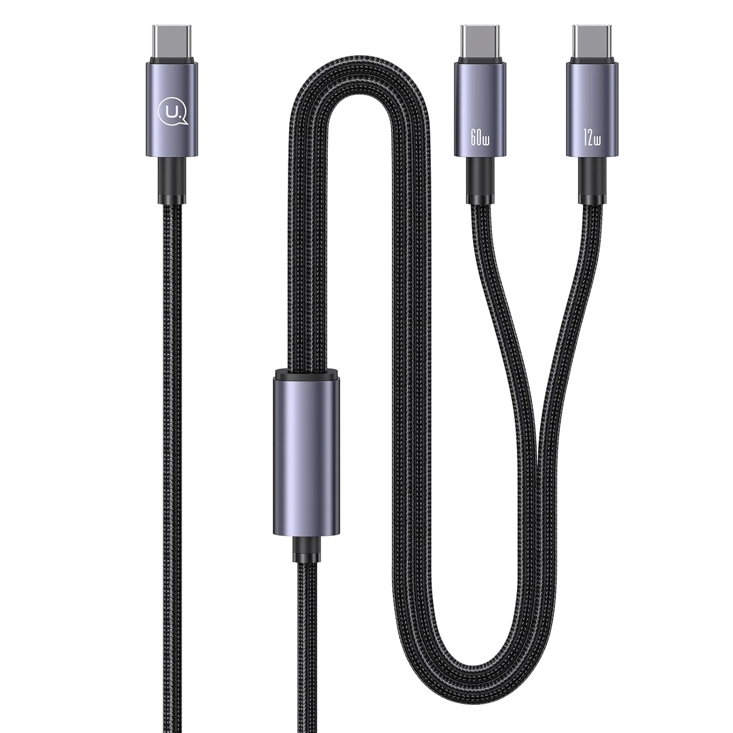 USAMS 72W 2-in-1 Aluminum Alloy Fast Charging Data Cable (Type-C to Dual Type-C)