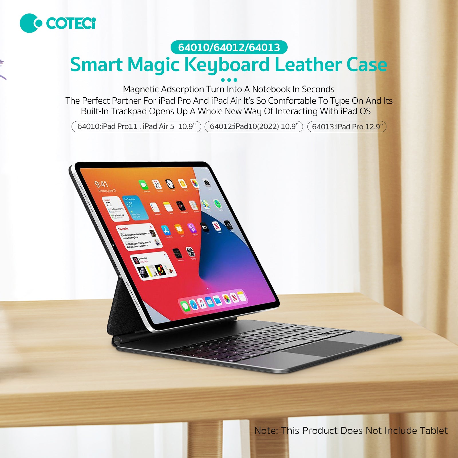 COTECi Smart Magic Keyboard Magnetic Case with Trackpad for iPad