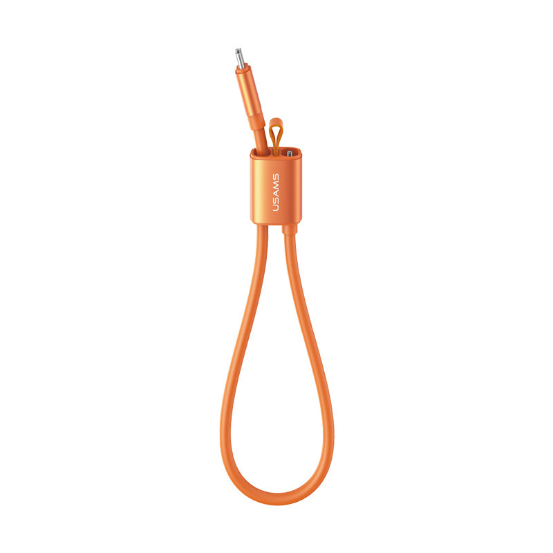 USAMS SJ784 U97 2-in-1 60W Type-C to Type-C Lanyard Charging Data Cable (30cm) – Premium Liquid Silicone Wrist Strap Phone Cord