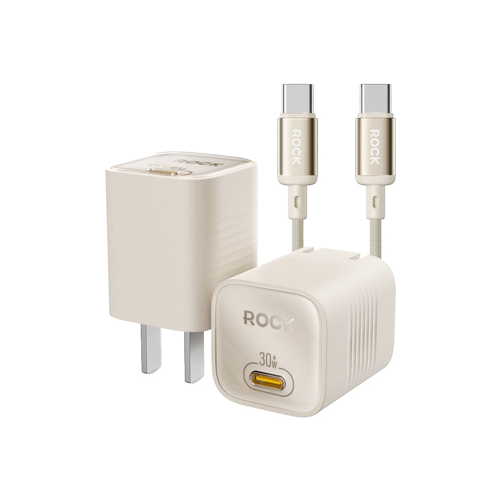 ROCK Ice²Cube 30W GaN Fast Charger + Cable Bundle