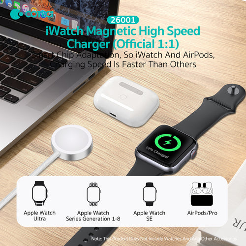 COTECi High-Speed Magnetic Watch Charger (USB-C) - Nylon Braided