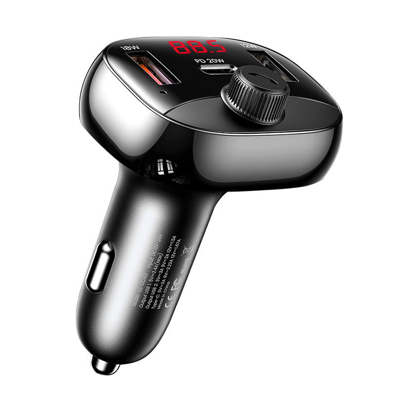 USAMS C25 50W 3-Port Fast Car Charger l Bluetooth 5.0 FM Transmitter
