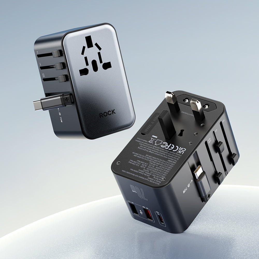 ROCK Go Travel 70W GaN Universal Travel Adapter – All-in-One International Charger