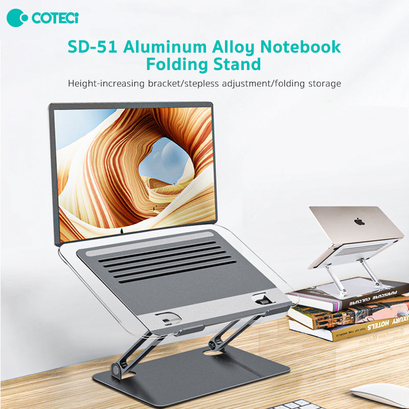 COTECi SD-51 Aluminum Laptop Stand | Ergonomic Folding Notebook Holder