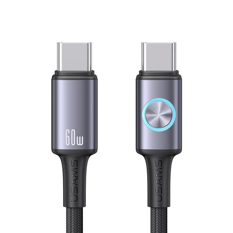 USAMS 60W Aluminum Alloy Data Cable with Colorful Light Type-C To Type-C
