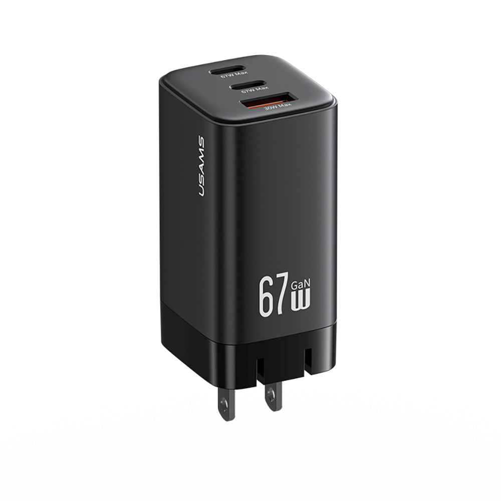 USAMS CC272 67W GaN 3-Port Fast Wall Charger (2x USB-C + USB-A)