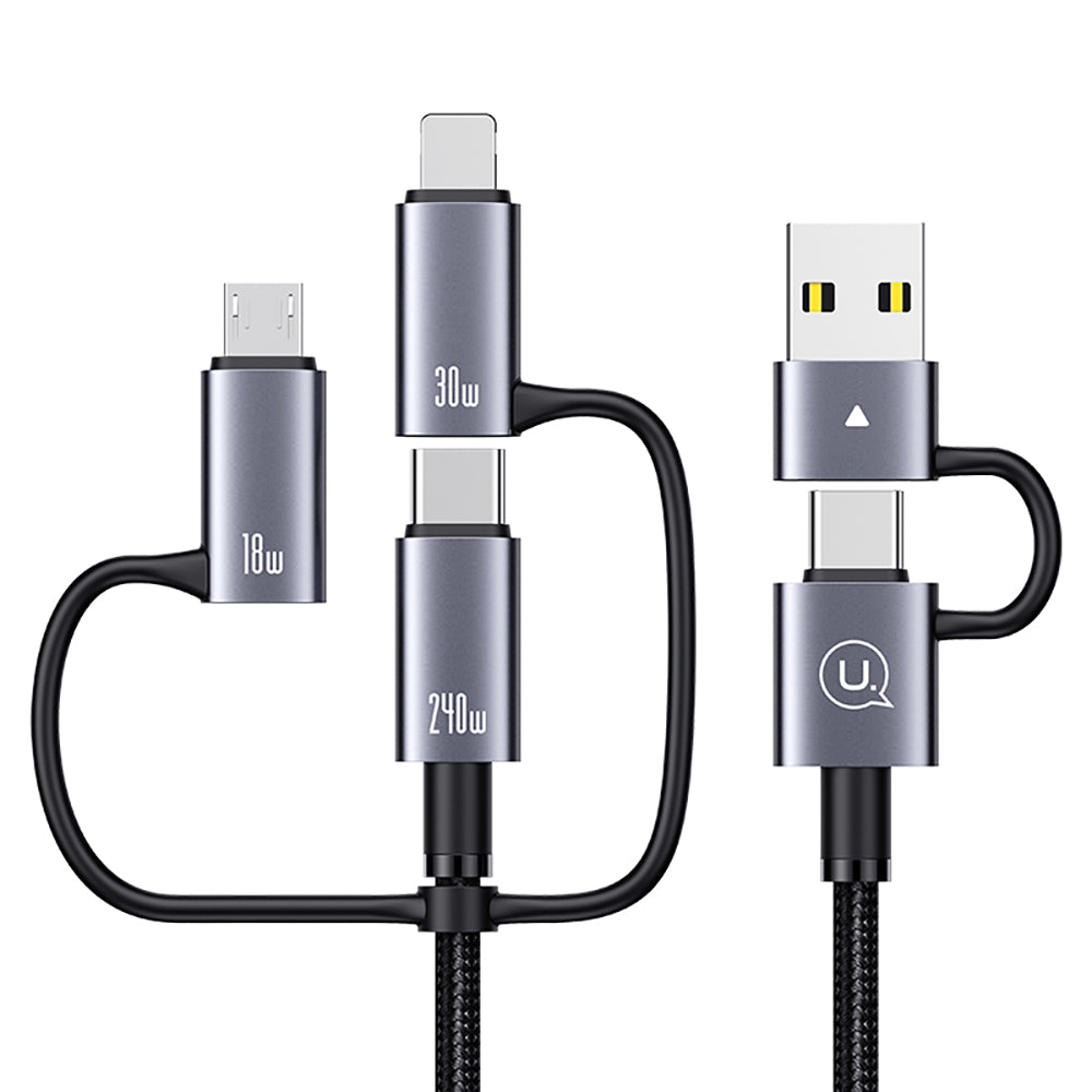 USAMS SJ737 Sufeng Series 240W 6-in-1 Aluminum Alloy Fast Charging Cable (1.2m)
