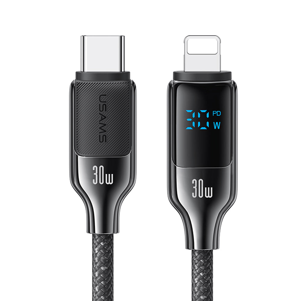 USAMS Type-C To Lightning 30W Digital Display Zinc Alloy Fast Charging Data Cable