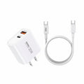 REMAX RP-U120 20W Dual Port Fast Charger Set with 30W Type-C to Type-C Cable (US Plug)