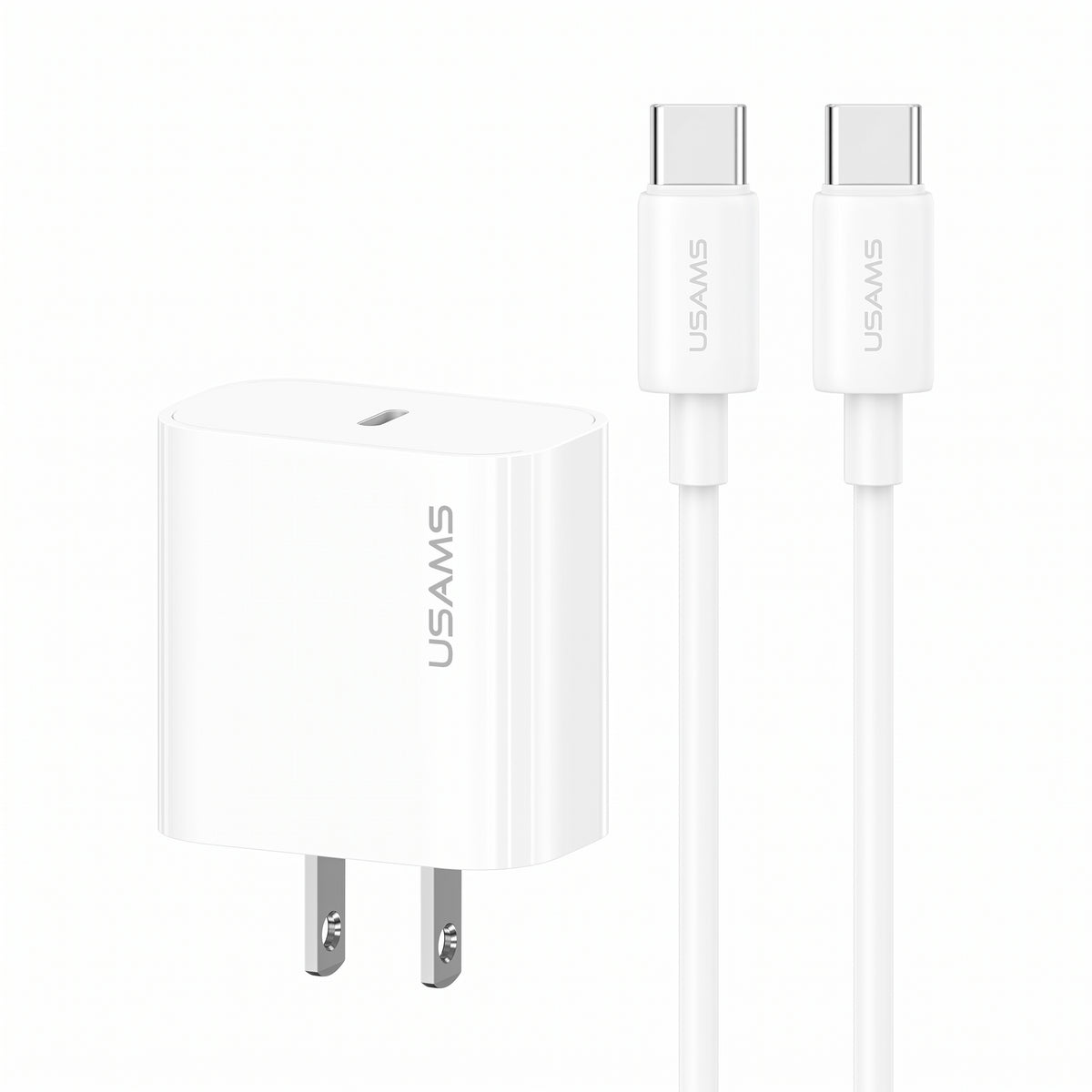USAMS Yi Series 20W PD Fast Wall Charger Kit with Type-C to Type-C Cable (US Plug)