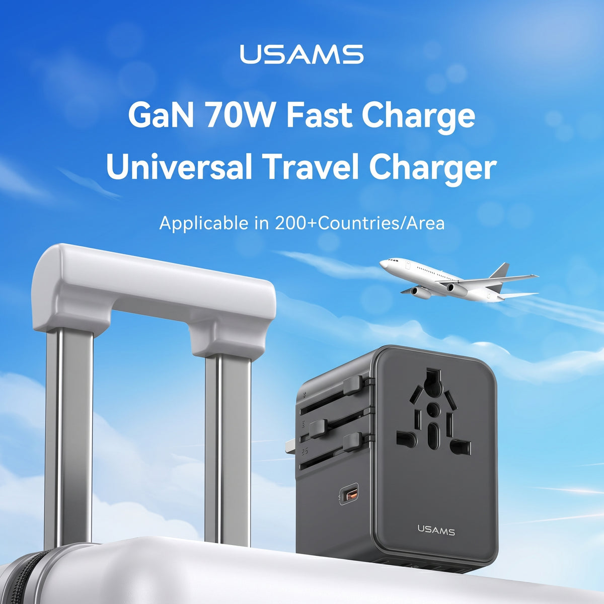 USAMS CC310 T68 70W Universal Travel Adapter (3x USB-C + 2x USB-A)