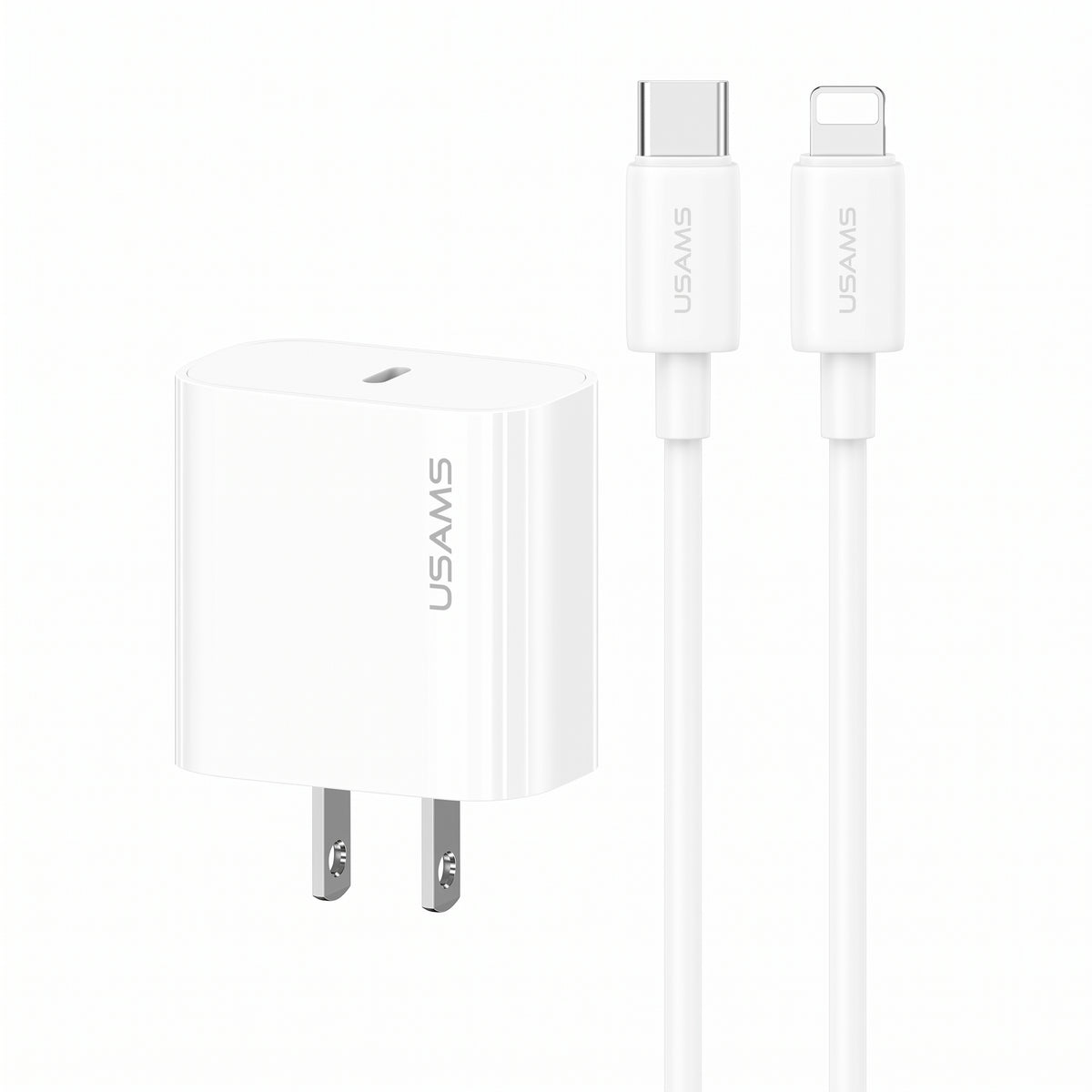 USAMS Yi Series 20W PD Fast Wall Charger Kit with Type-C to Lightning Cable (US Plug)
