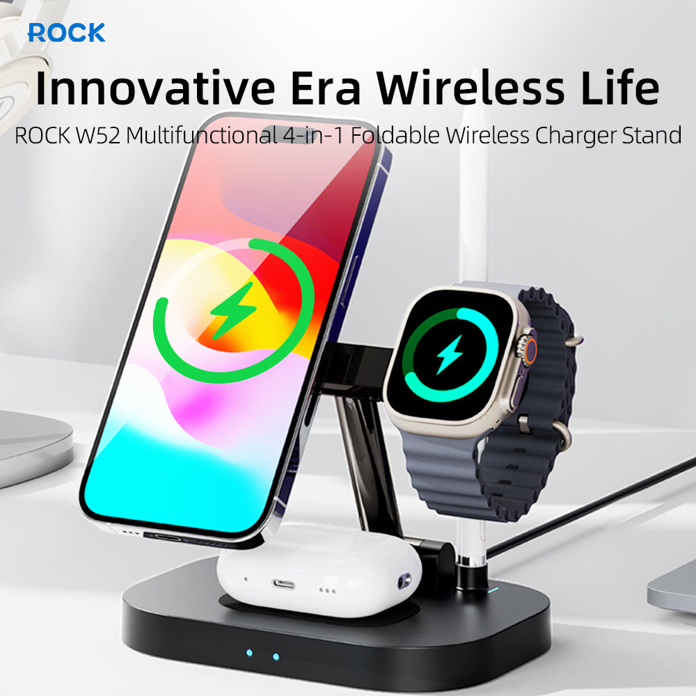 ROCK W52 Multifunctional 4-in-1 Foldable Wireless Charger Stand