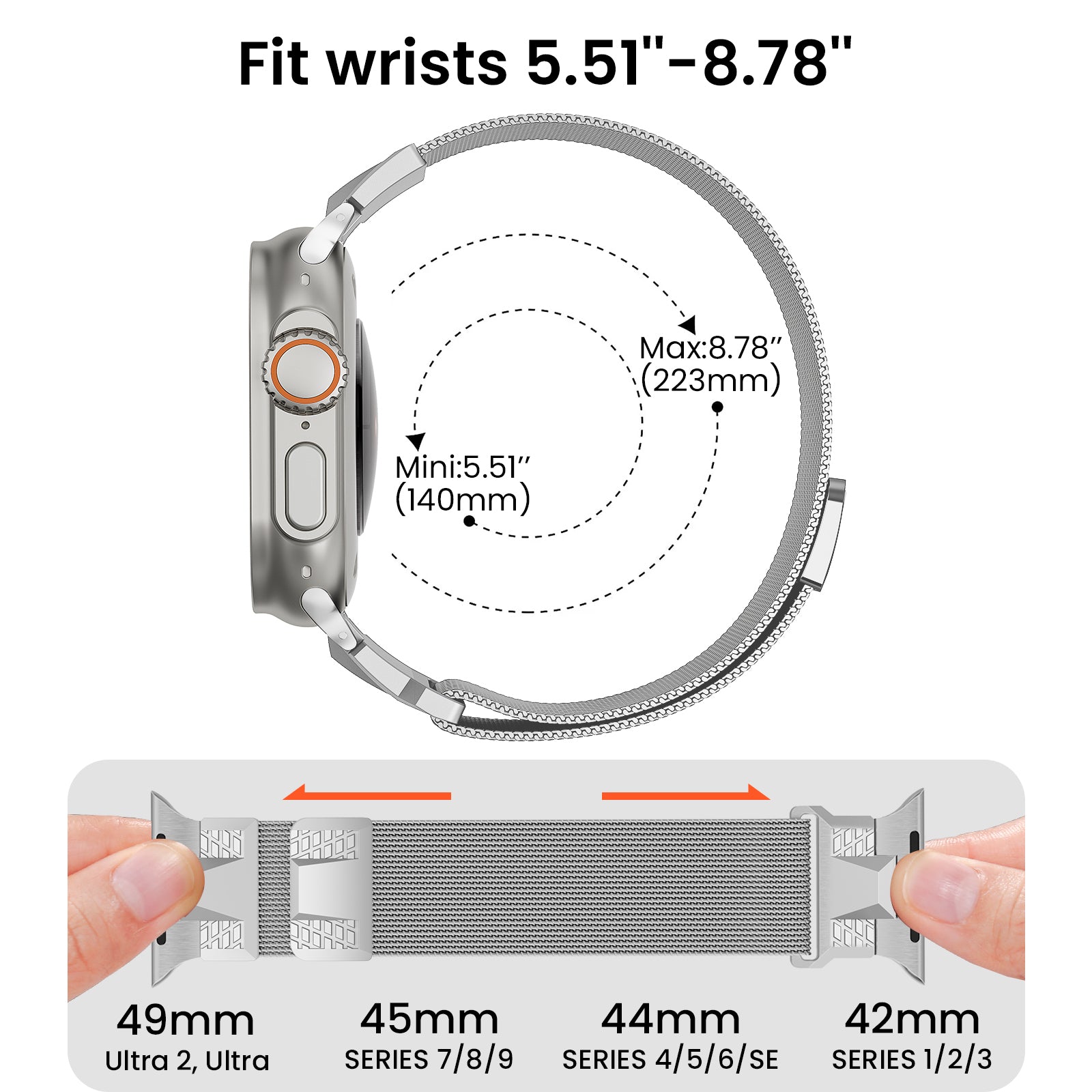 Premium Stainless Steel Mesh Magnetic Band for Apple Watch