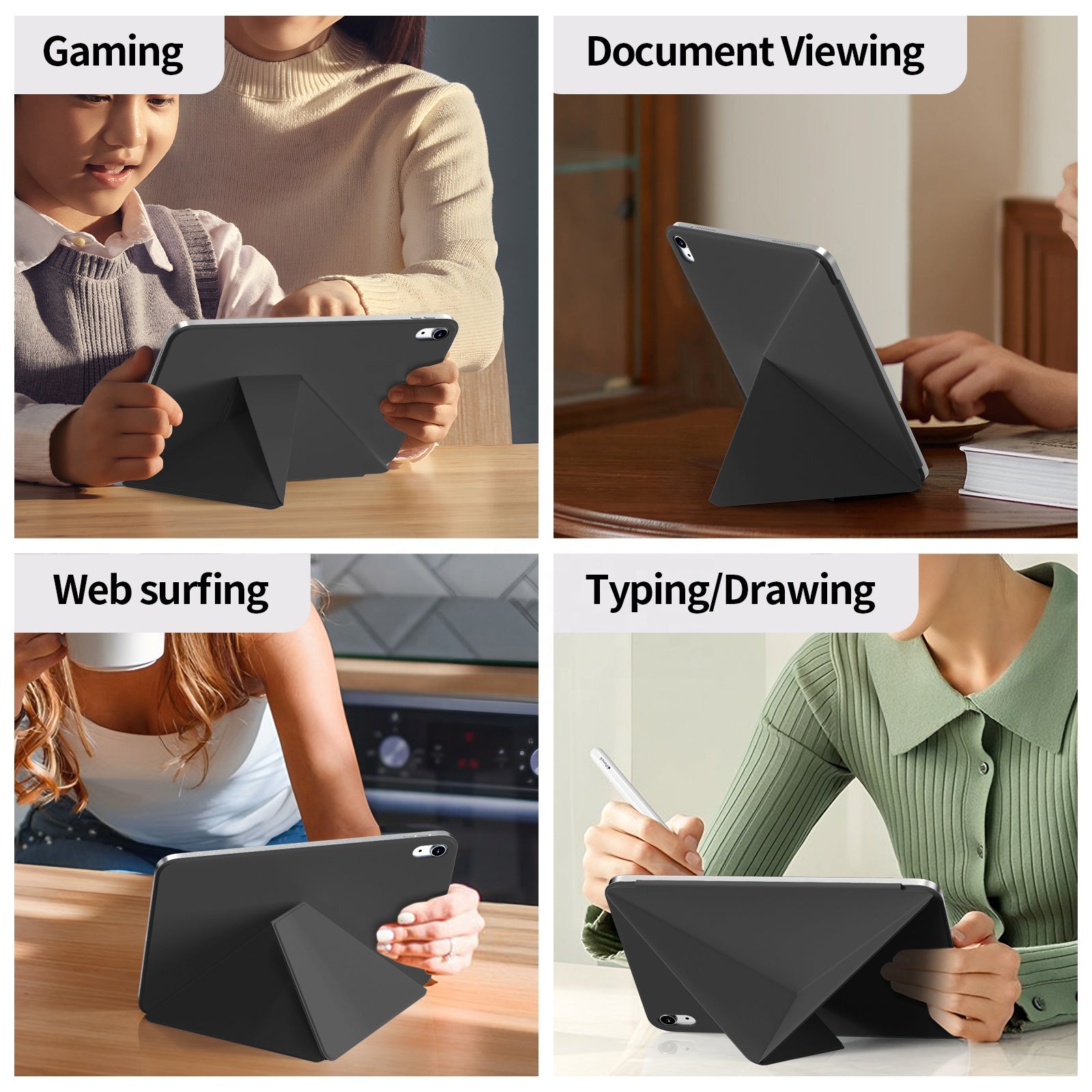 Origami Magnetic Folio Case for iPad - Slim Multi-Angle Stand with Auto Sleep/Wake