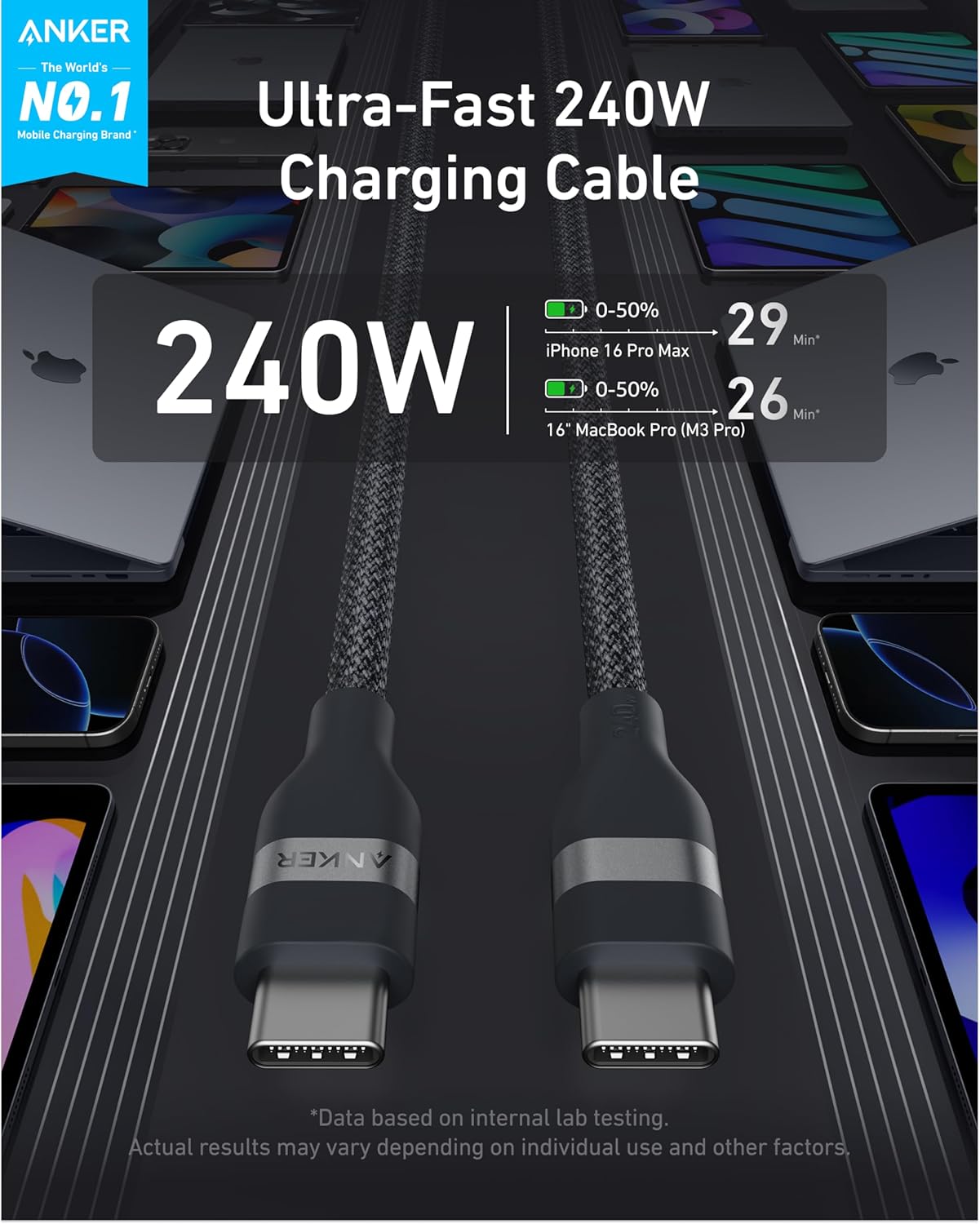 Anker 240W USB-C to USB-C Bio-Braided Cable