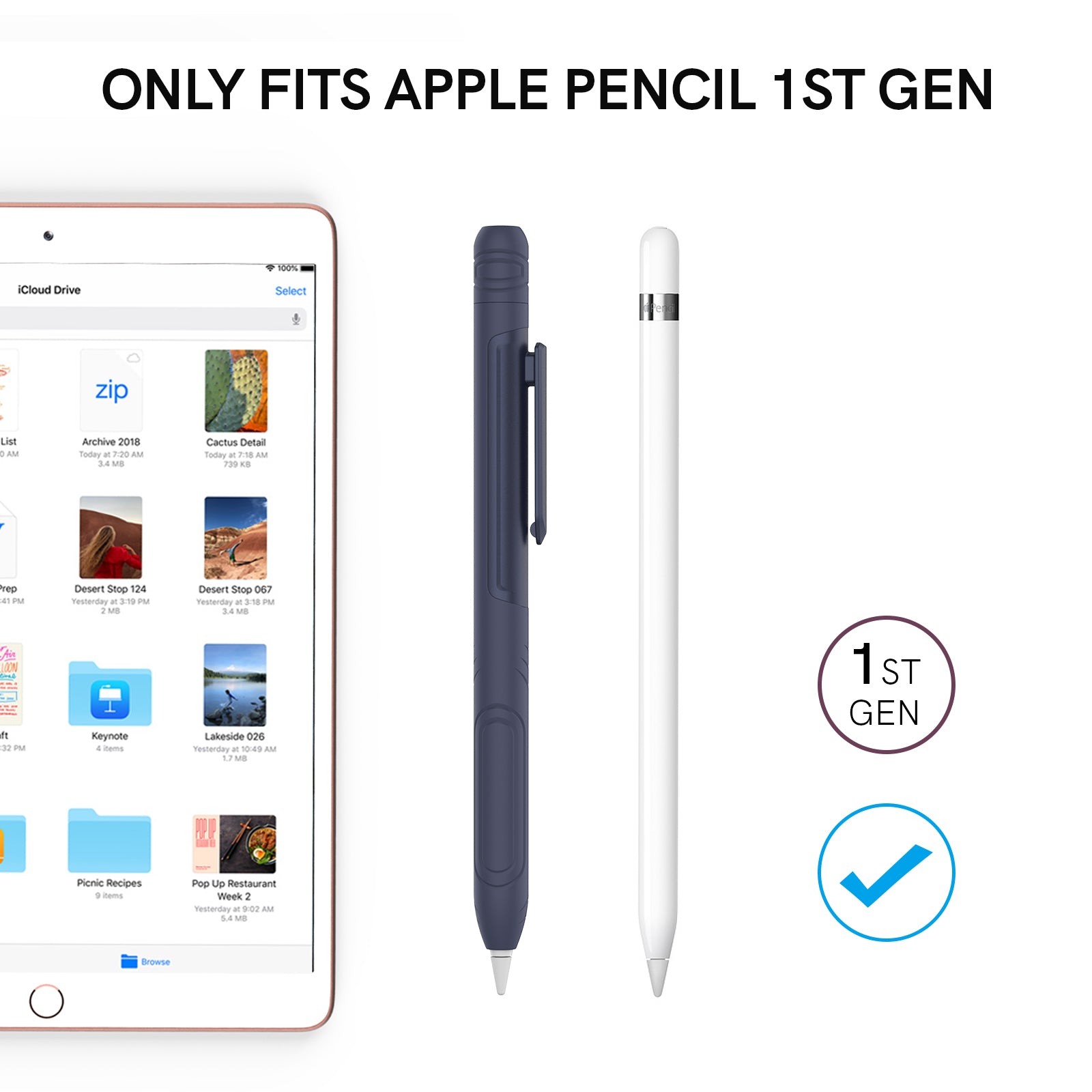 Silicone Sleeve for Apple Pencil 1st Generation with Integrated Clip