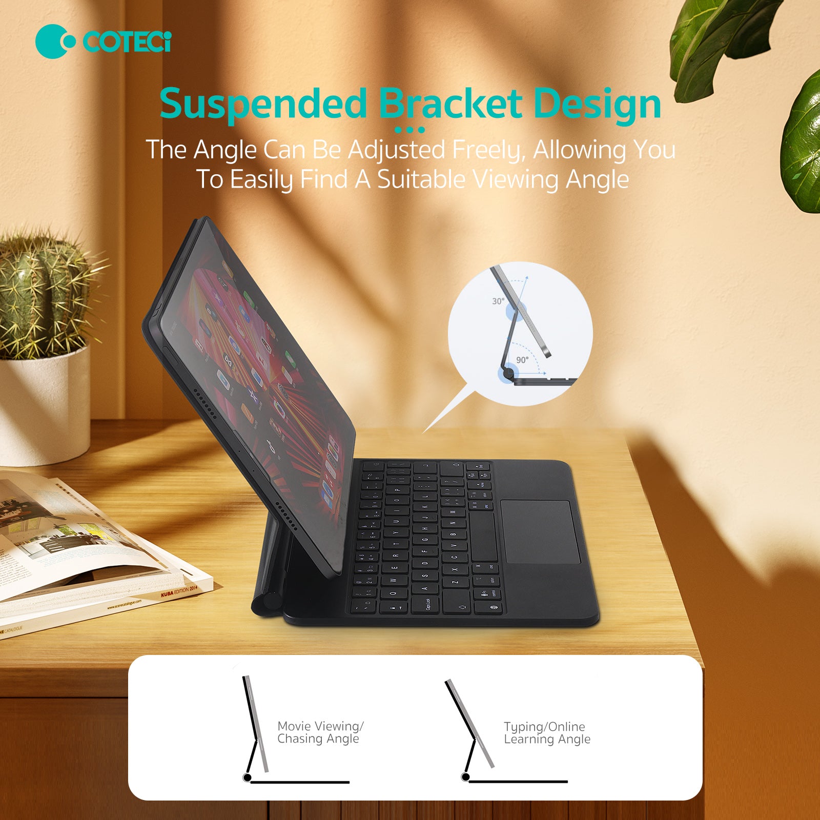 COTECi Smart Magic Keyboard Magnetic Case with Trackpad for iPad