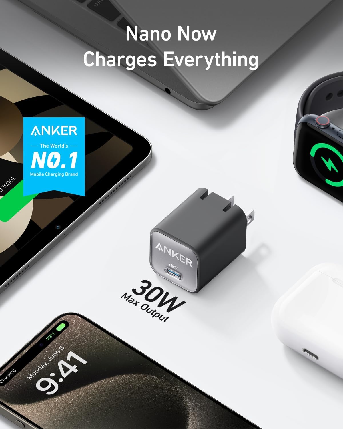 Anker 511 Charger (Nano 3) 30W – Ultra-Compact GaN USB-C Fast Charger