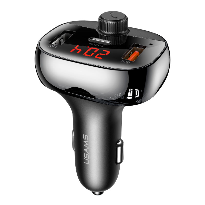 USAMS C25 50W 3-Port Fast Car Charger l Bluetooth 5.0 FM Transmitter