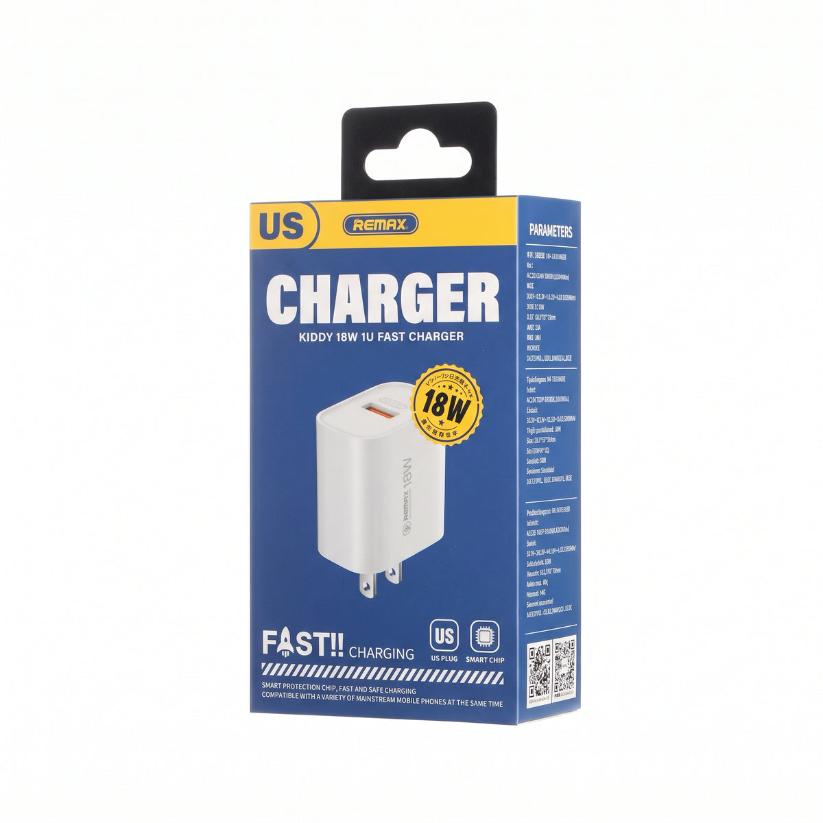 REMAX Kiddy 18W 1U Fast USB Wall Charger (US Plug)