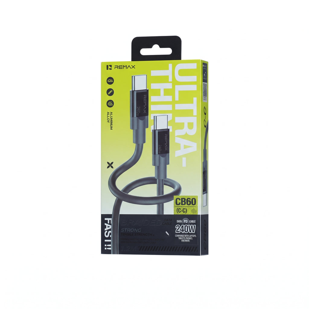 REMAX CB60 240W Type-C to Type-C Ultra-Thin Braided Fast Charging Cable (1.2m)